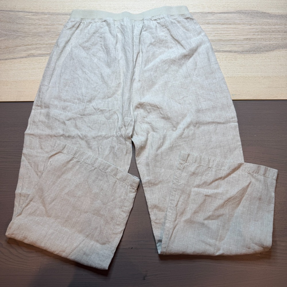 VIVID Pants Women 14 Linen Elastic Waist Sand Beach Breezy